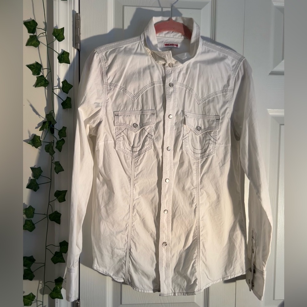 White True Religion Long Sleeve Blouse